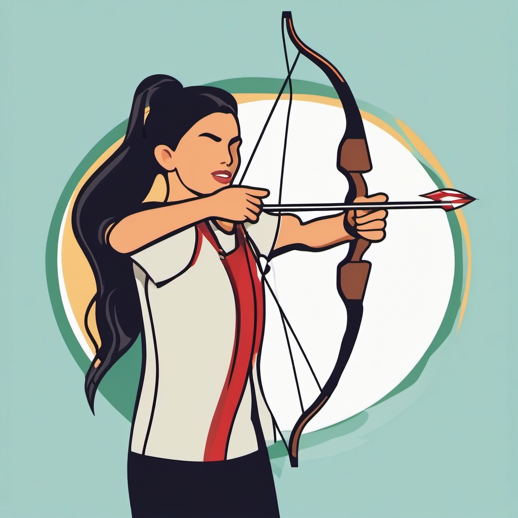 Archery Archer Celebrating a Bullseye Clipart - An archer celebrating a bullseye shot.  color vector clipart, minimal style