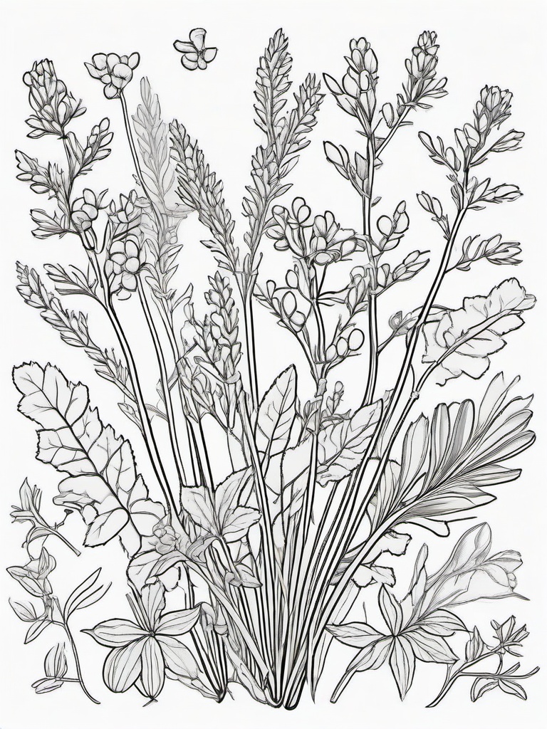 Vegetable Coloring Pages - Thyme with tiny rounded leaves  simple coloring pages