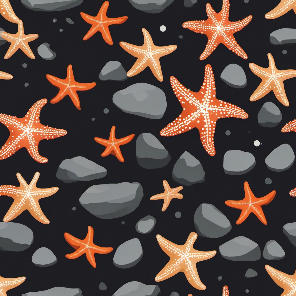 Starfish Clipart - Starfish clinging to a rocky tide pool , minimal, 2d