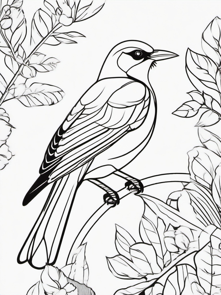 Magpie Coloring Pages - Black and White Mischievous Bird  minimal black outline printable sheet, coloring page