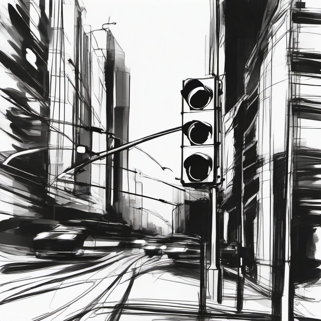 sketch of traffic light  minimal rough sketch scribbles,doodles,black and white