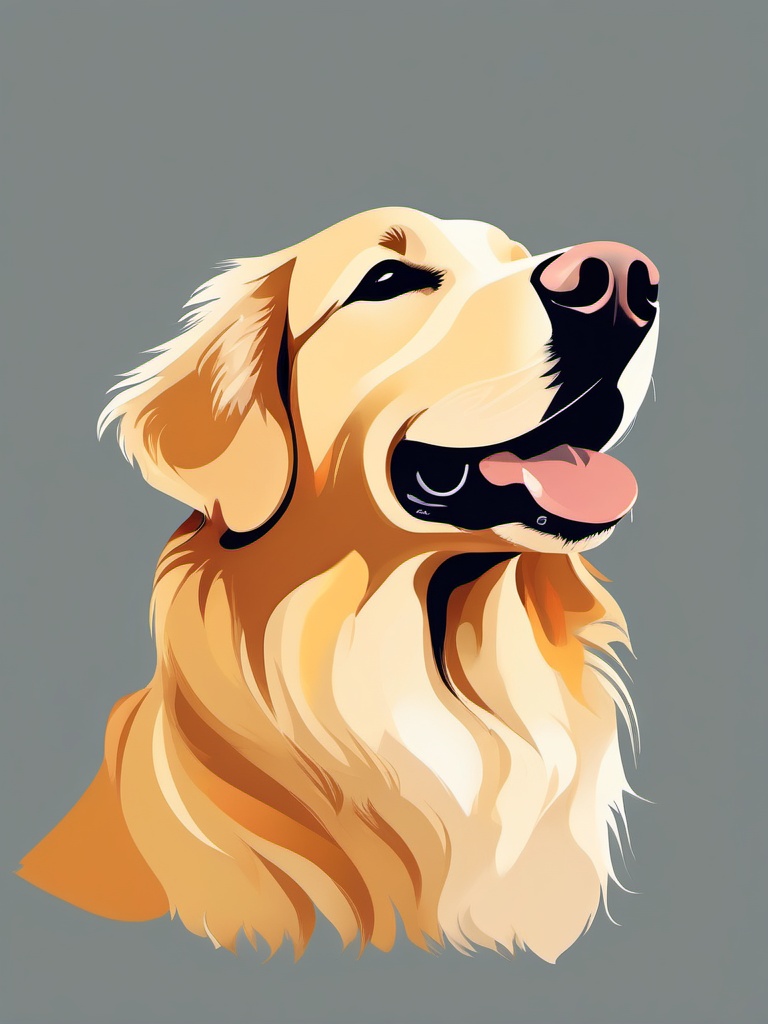 Golden Retriever Clip Art - Golden retriever with a playful demeanor,  color vector clipart, minimal style