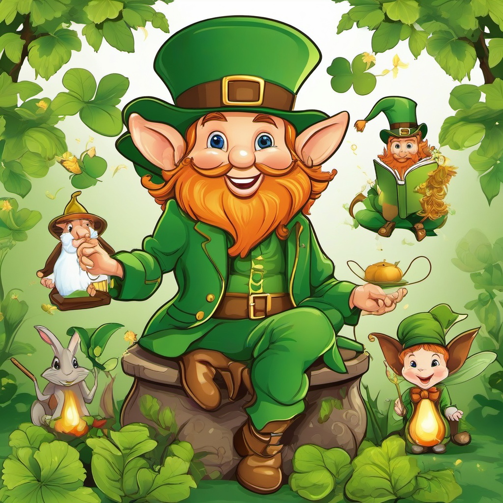 Leprechaun clipart - leprechaun with fairy-tale creatures  