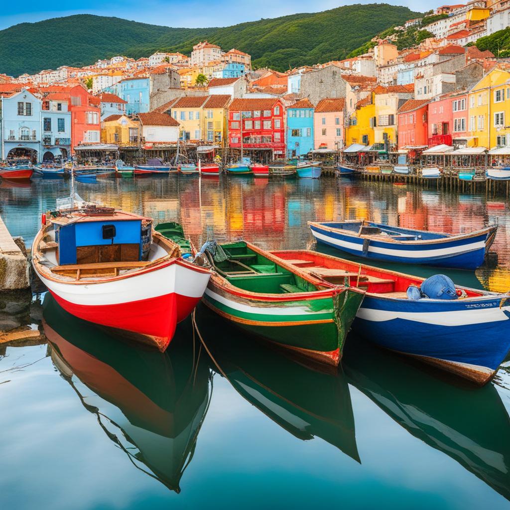 explore the charm of a coastal fishing village, with colorful boats and seafood markets. 