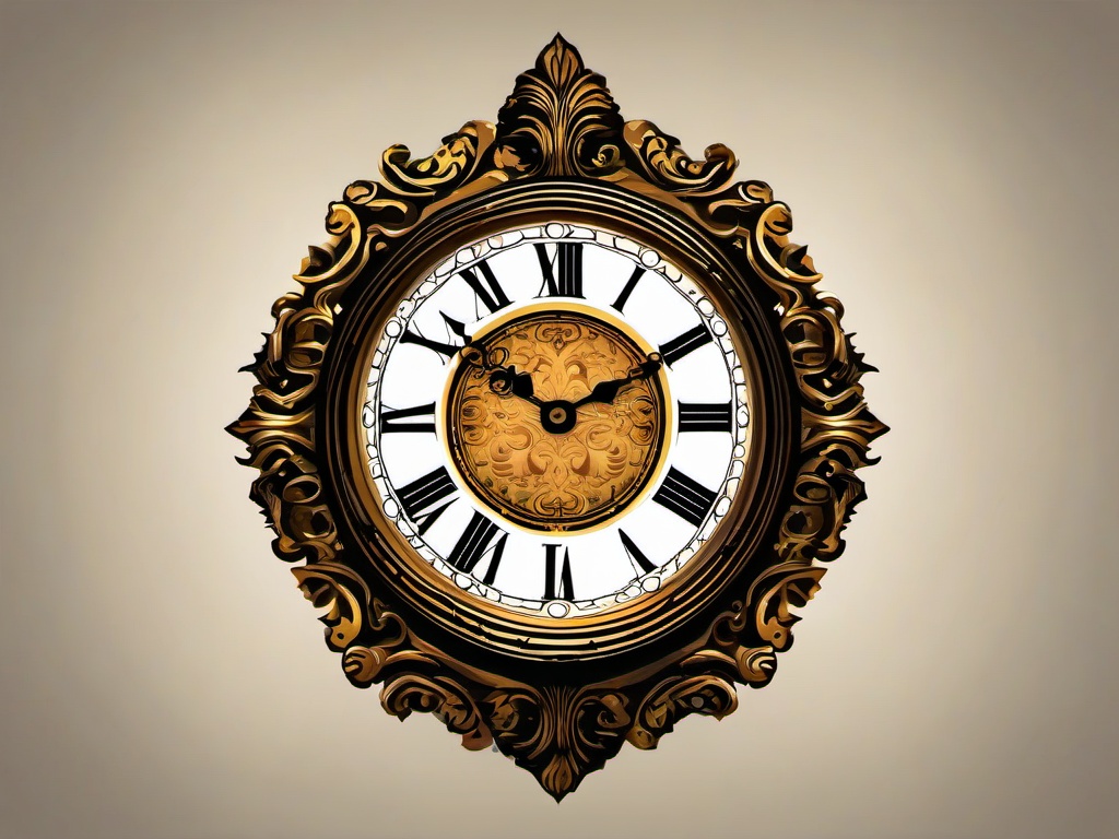 Clock clipart - vintage wall clock with ornate design  