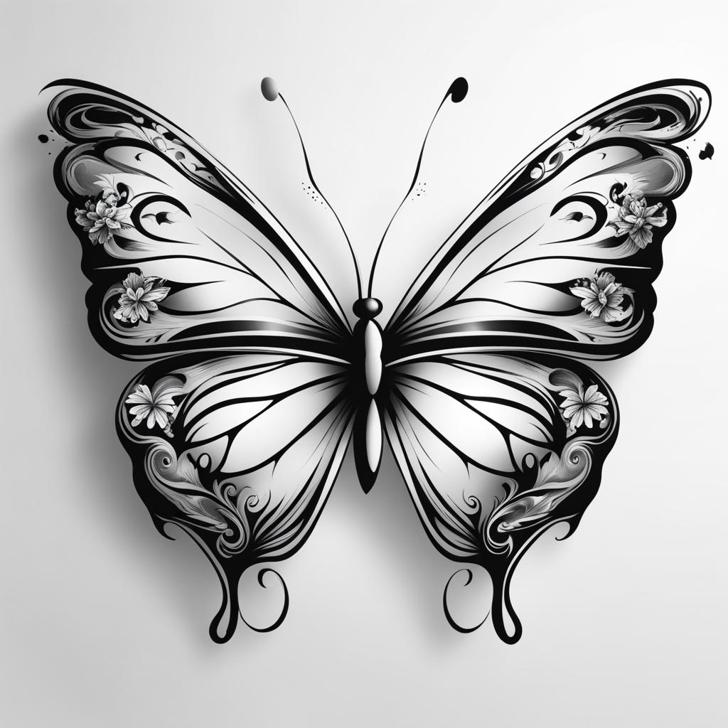 Design butterfly tattoo,Creating a custom butterfly tattoo design. tattoo design, white background