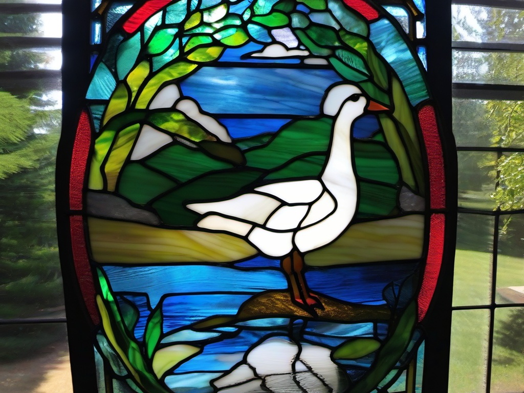 Stained Glass Farm Goose - Goose honking loudly  