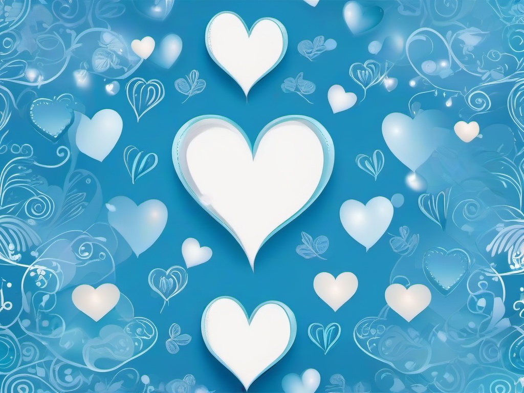 Blue Background With Heart-Light blue with cute heart doodles in darker shades of blue  background wallpaper