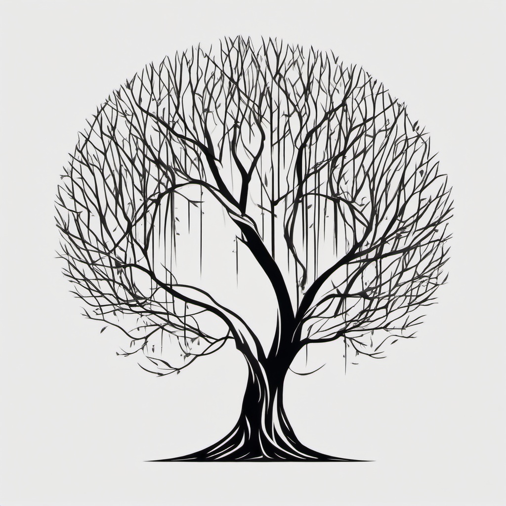 minimalist weeping willow tree tattoo  simple vector color tattoo