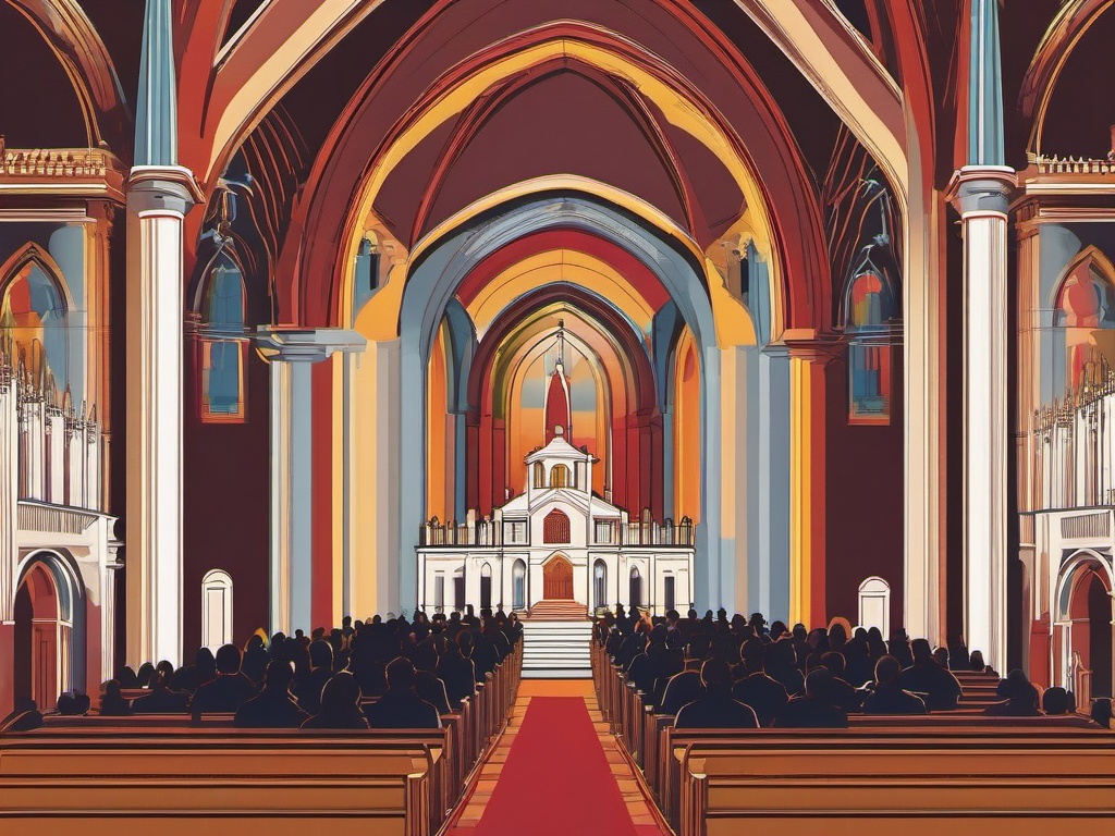 Church clipart - church with a large congregation  color,minimalist,vector clipart