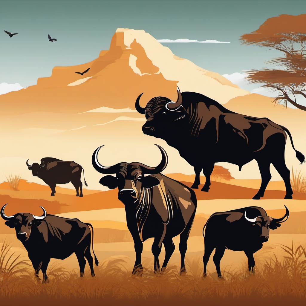 African Buffalo clipart - Powerful bovine found in Africa, ,vector color clipart,minimal