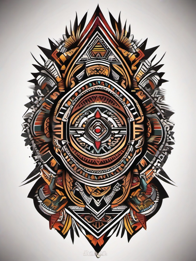 aztec pattern tattoo  simple vector color tattoo