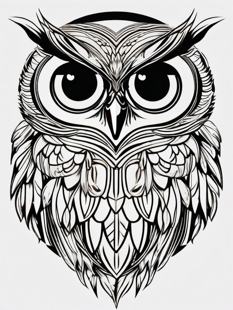 Athena Owl Tattoo - Incorporate the wise owl, a symbol associated with Athena, into your tattoo design, representing wisdom and knowledge.  simple color tattoo design,white background