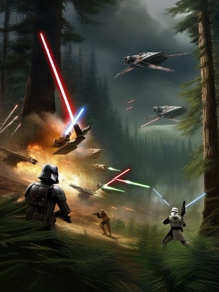 Star Wars Wallpapers - Star Wars Battles on Endor  , splash art wallpaper, dull colors