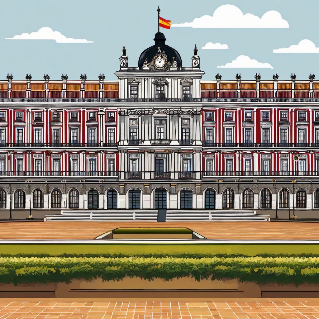 Madrid clipart - Royal Palace of Madrid and Plaza Mayor,  color vector clipart