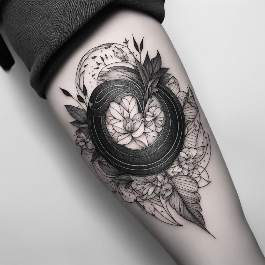 fine line tattoo black and white design 