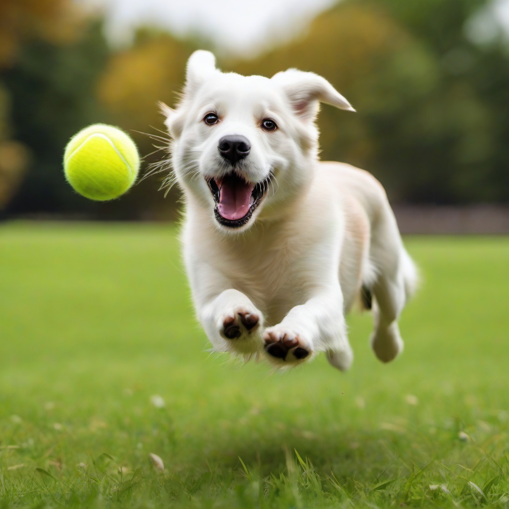 Dog clipart - dog playing fetch in a park  