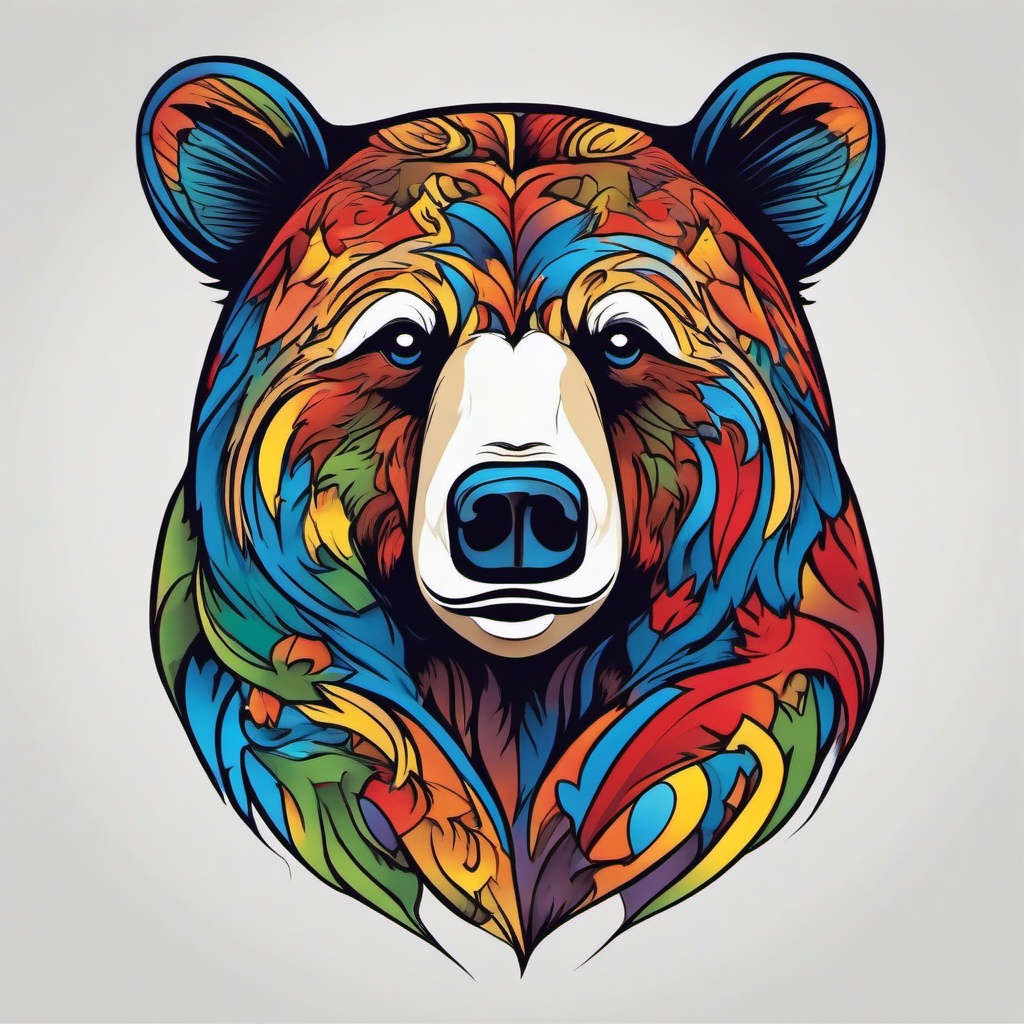 autism bear tattoo  simple vector color tattoo