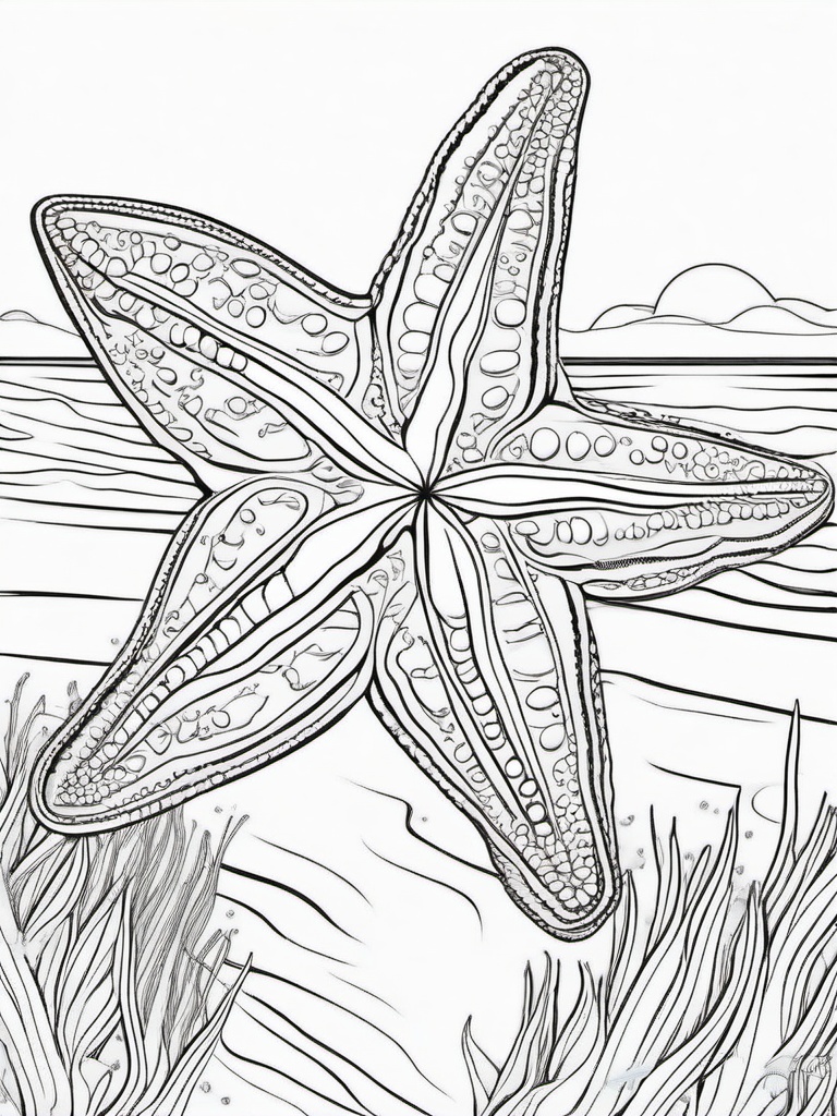 Sea Animal Coloring Pages - Starfish resting on a sandy beach  simple coloring pages