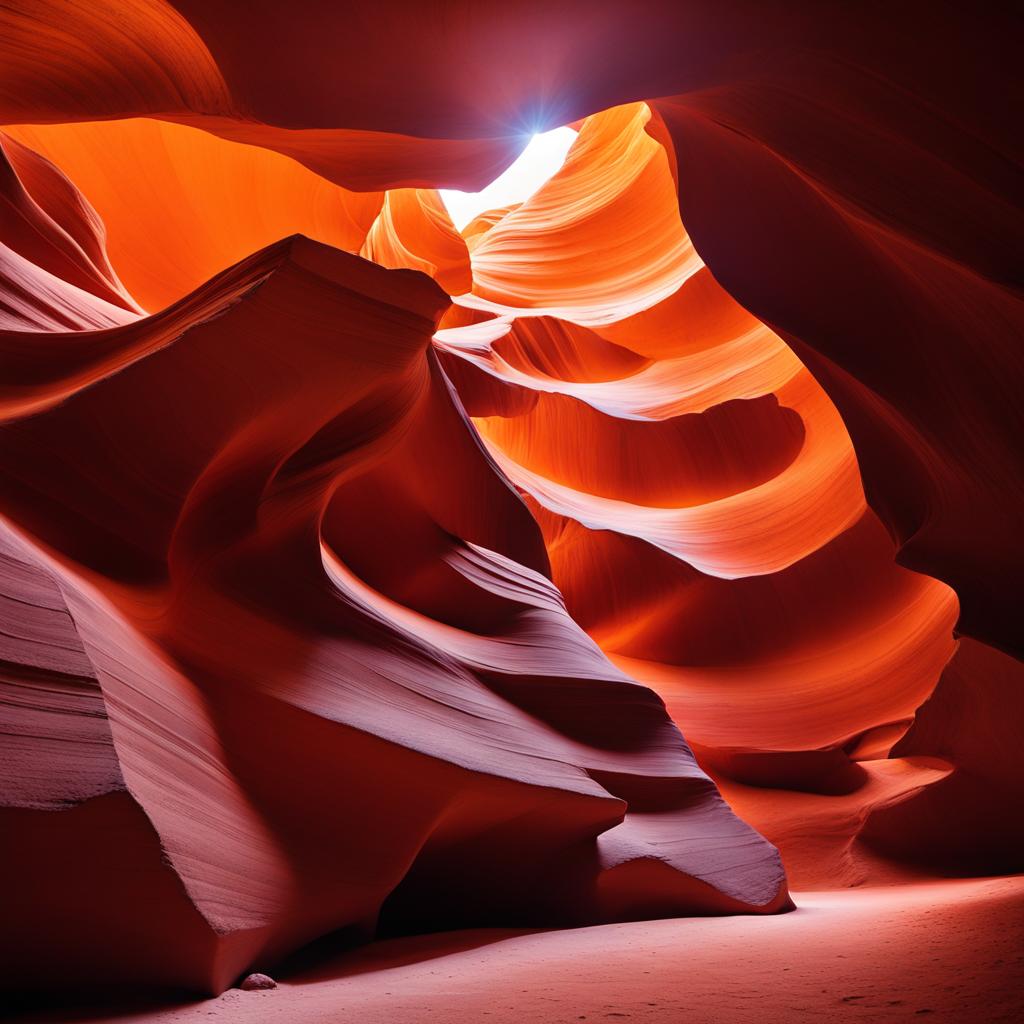 antelope canyon - paint the mystical night scene of antelope canyon, where the play of shadows and light creates enchanting patterns on the sandstone walls. 