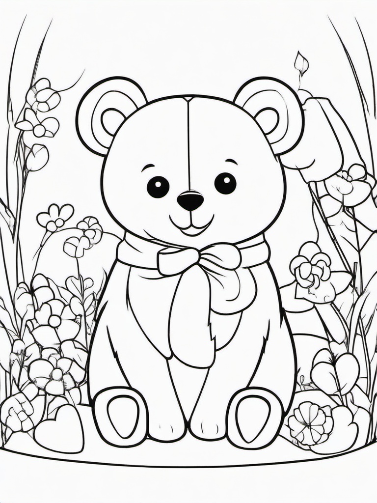 Kawaii Bear Coloring Pages - Cuddly Bears with Sweet Smiles  minimal black outline printable sheet, coloring page