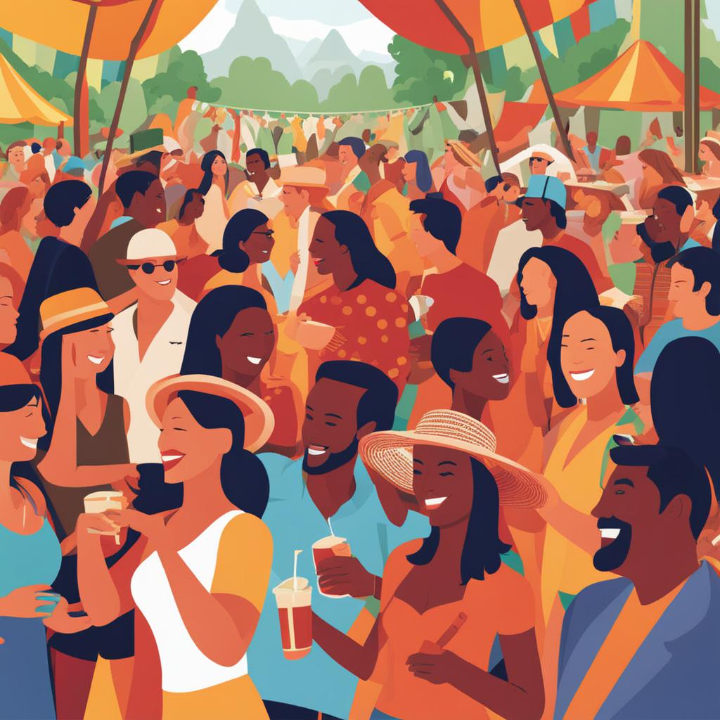 people clipart: gathering at a lively outdoor festival. 