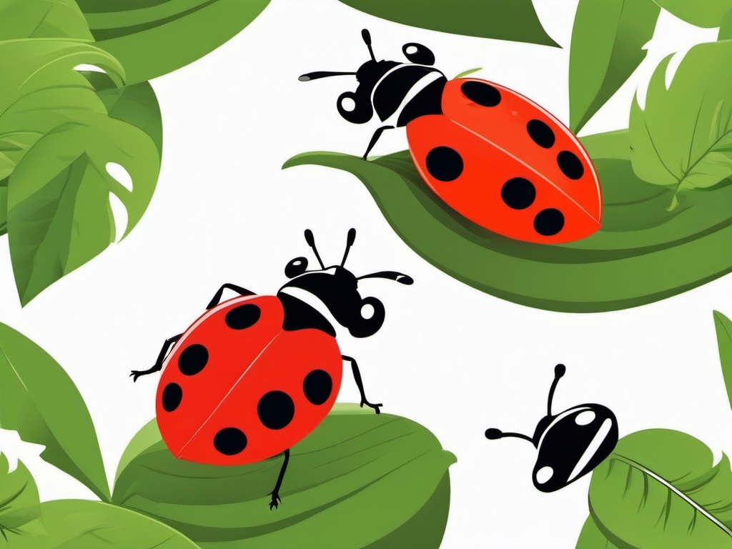 Ladybird clipart - cartoon ladybird sitting on a leaf  color,minimalist,vector clipart