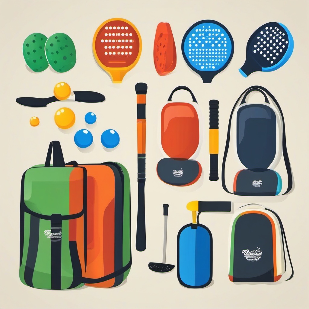 Pickleball clipart - pickleball equipment bag with paddles and balls  color,minimalist,vector clipart