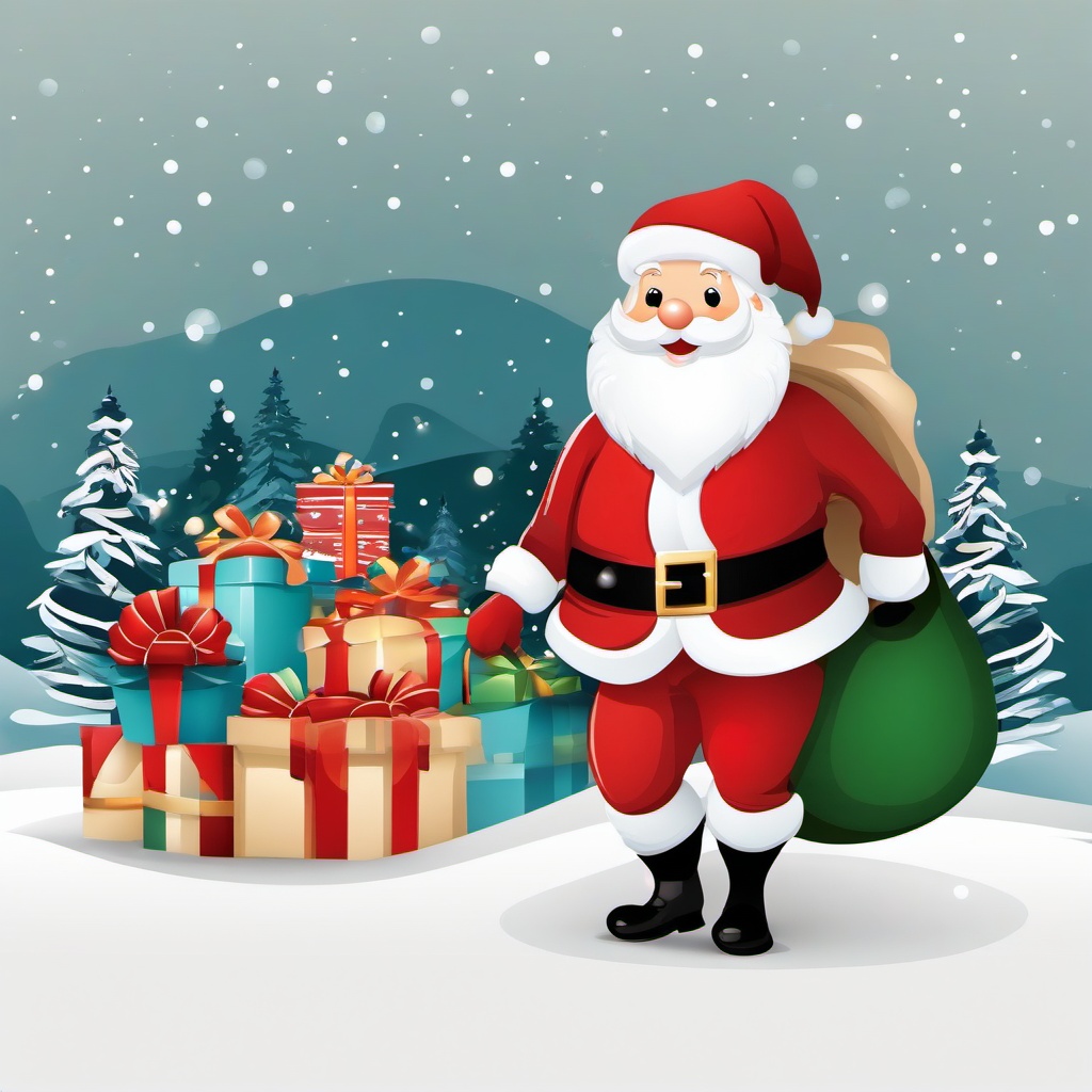 Santa clipart - Santa Claus with a bag of gifts  