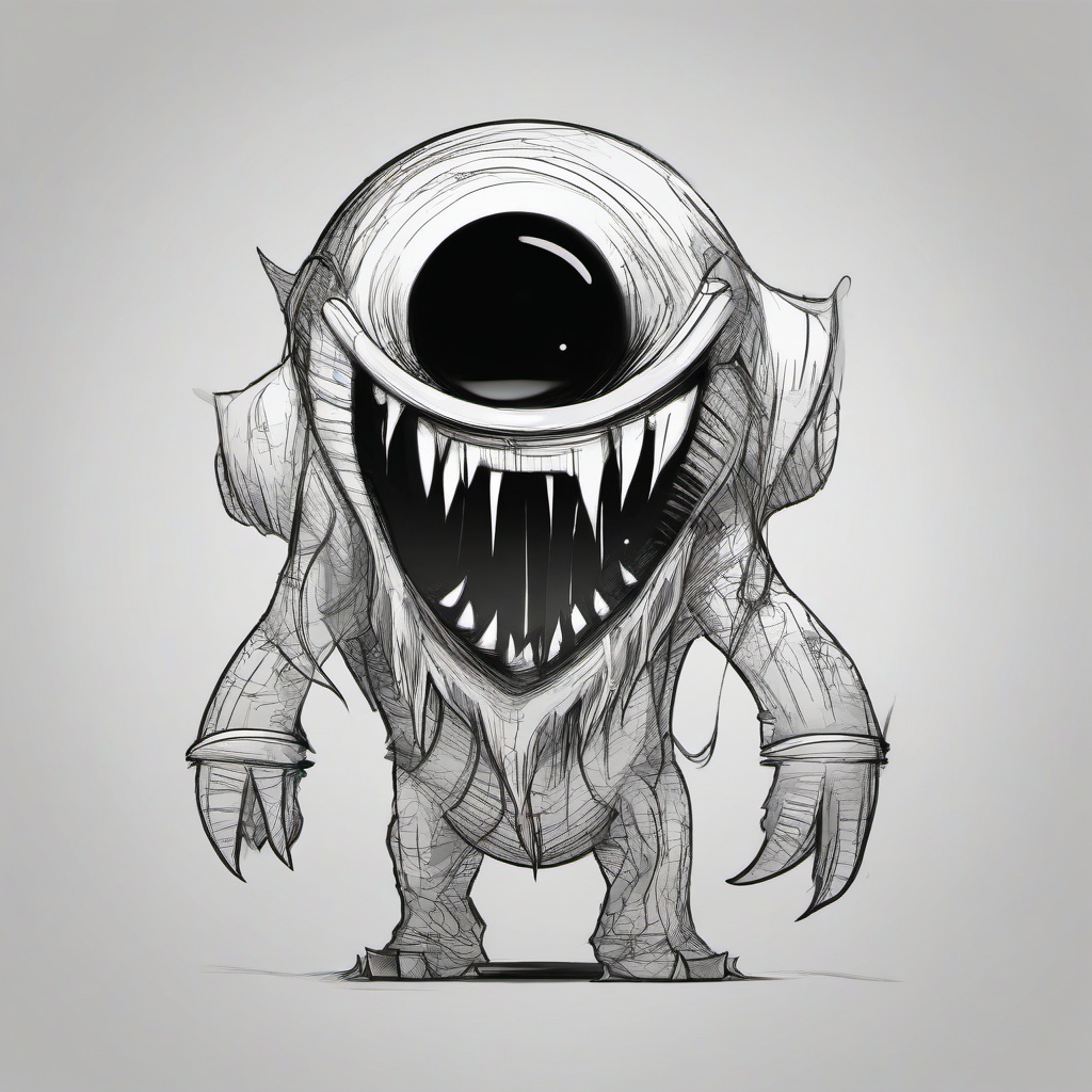 sketch of monster  minimal rough sketch scribbles,doodles,black and white