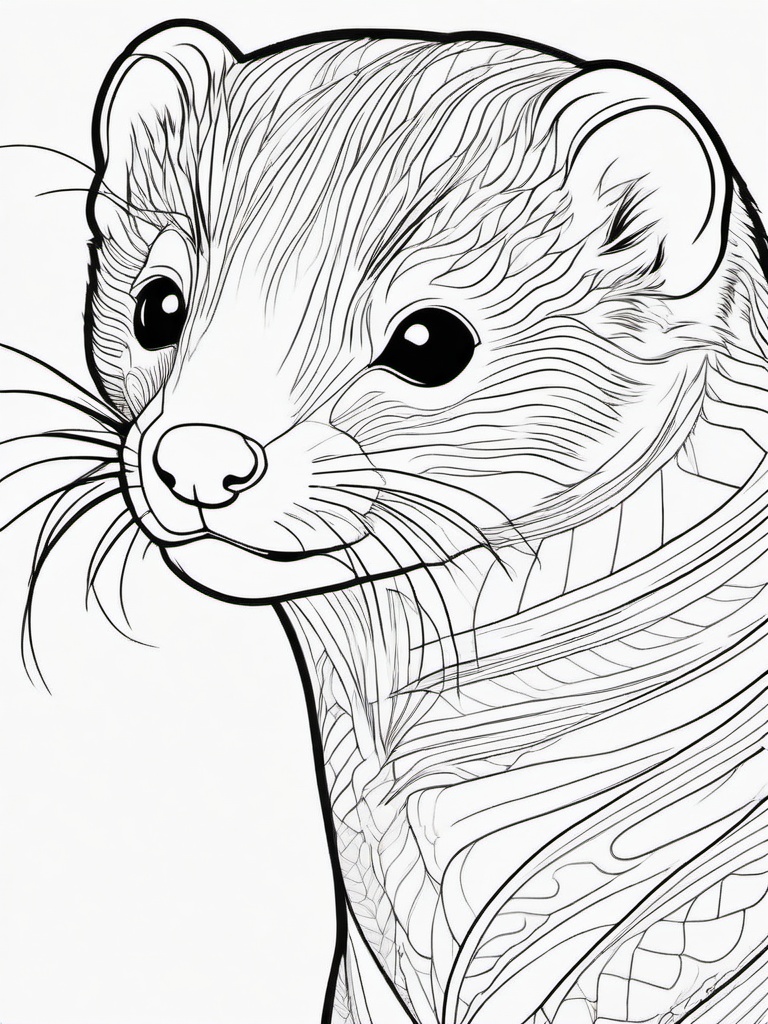 Ferret Coloring Pages - Long Slender Playful Mammal  black outline printable coloring page