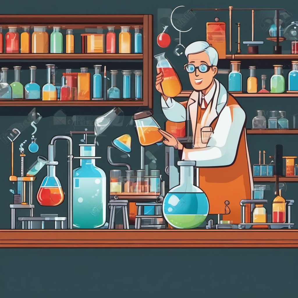 Scientist clipart - Person conducting experiments and research, ,color clipart vector style