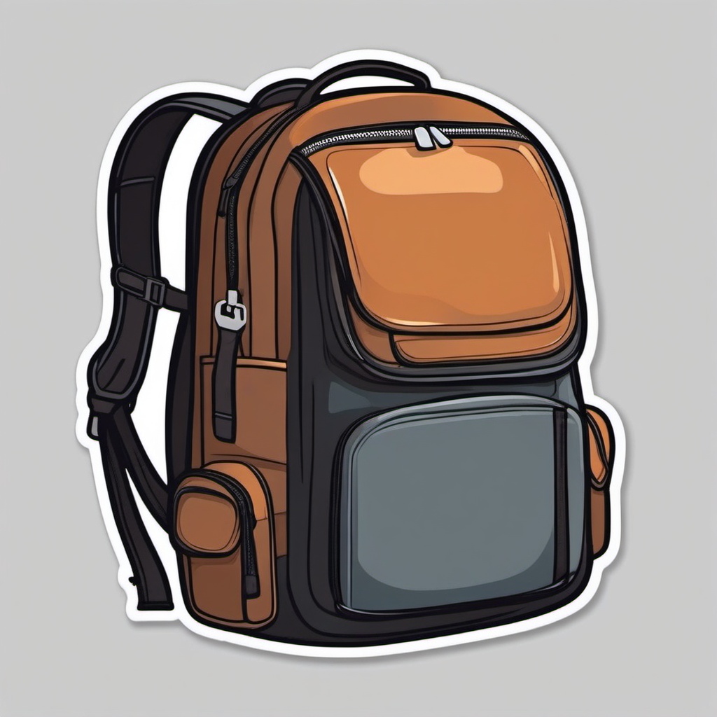 Backpack Sticker - Carrying essentials with the trusty and stylish backpack, , sticker vector art, minimalist design