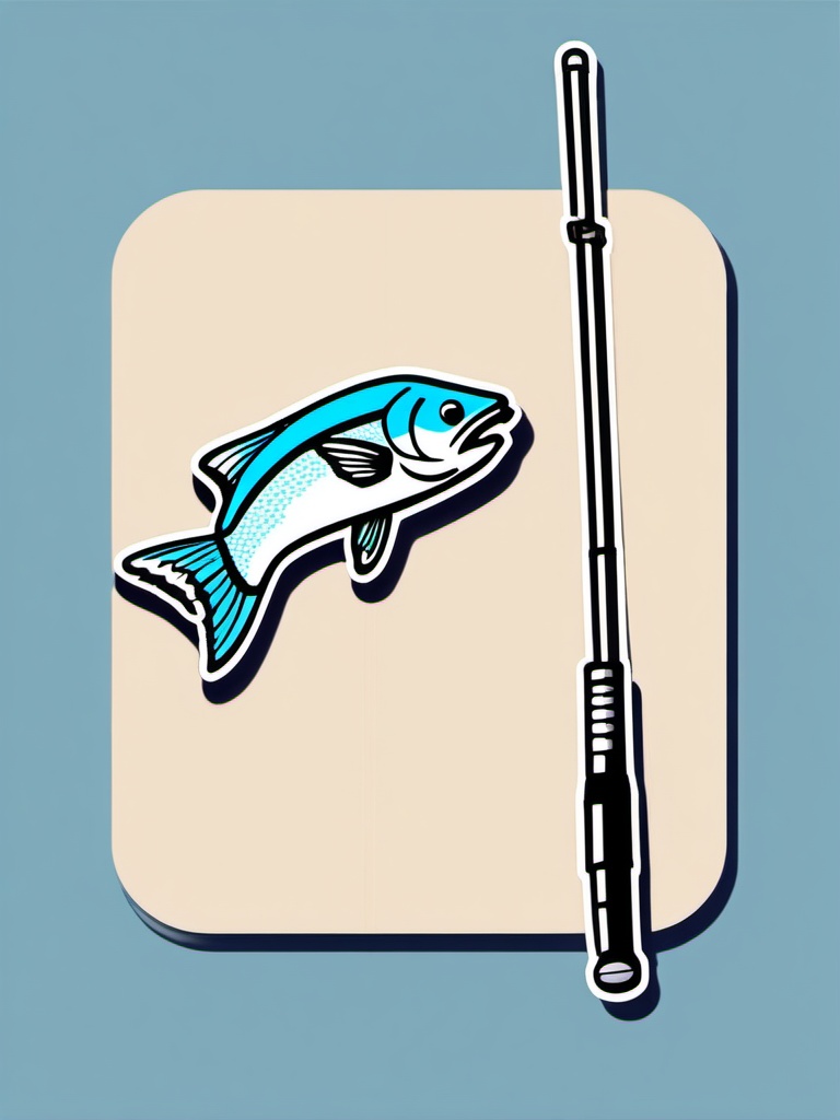 Fishing Pole and Fish Emoji Sticker - Angler's paradise, , sticker vector art, minimalist design