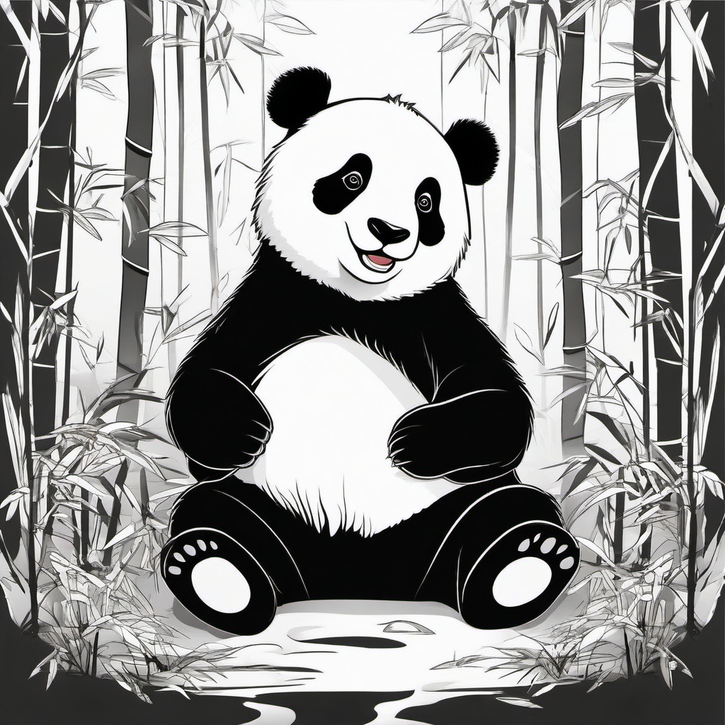 Panda cartoon - black and white bear known for eating bamboo  