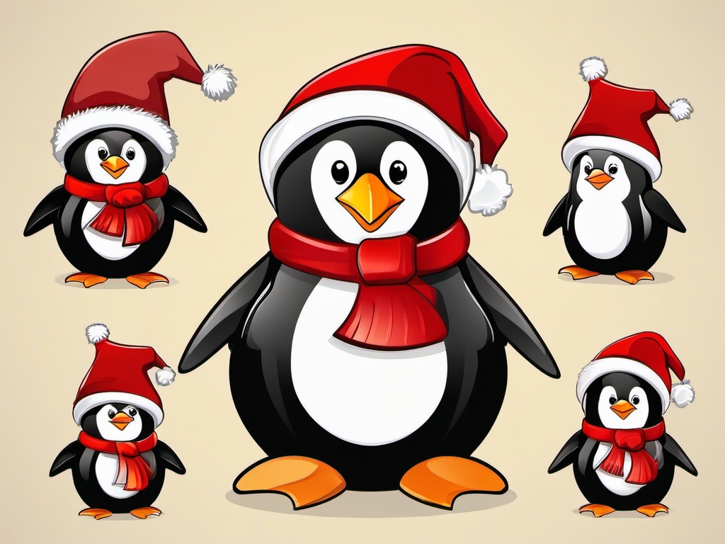 Free Christmas penguin - Enhance your holiday projects with freely available Christmas penguin images.  color vector clipart