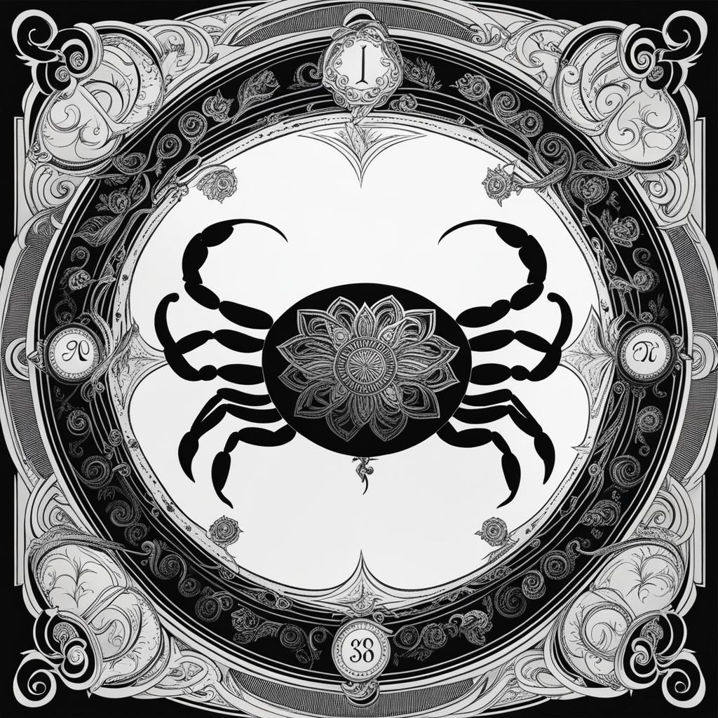 cancer zodiac tattoo black and white design 