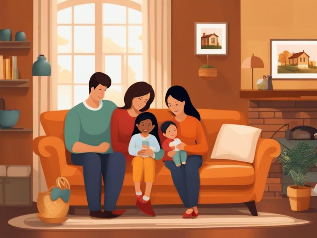 family clipart transparent background in a warm home - portraying warmth and unity. 