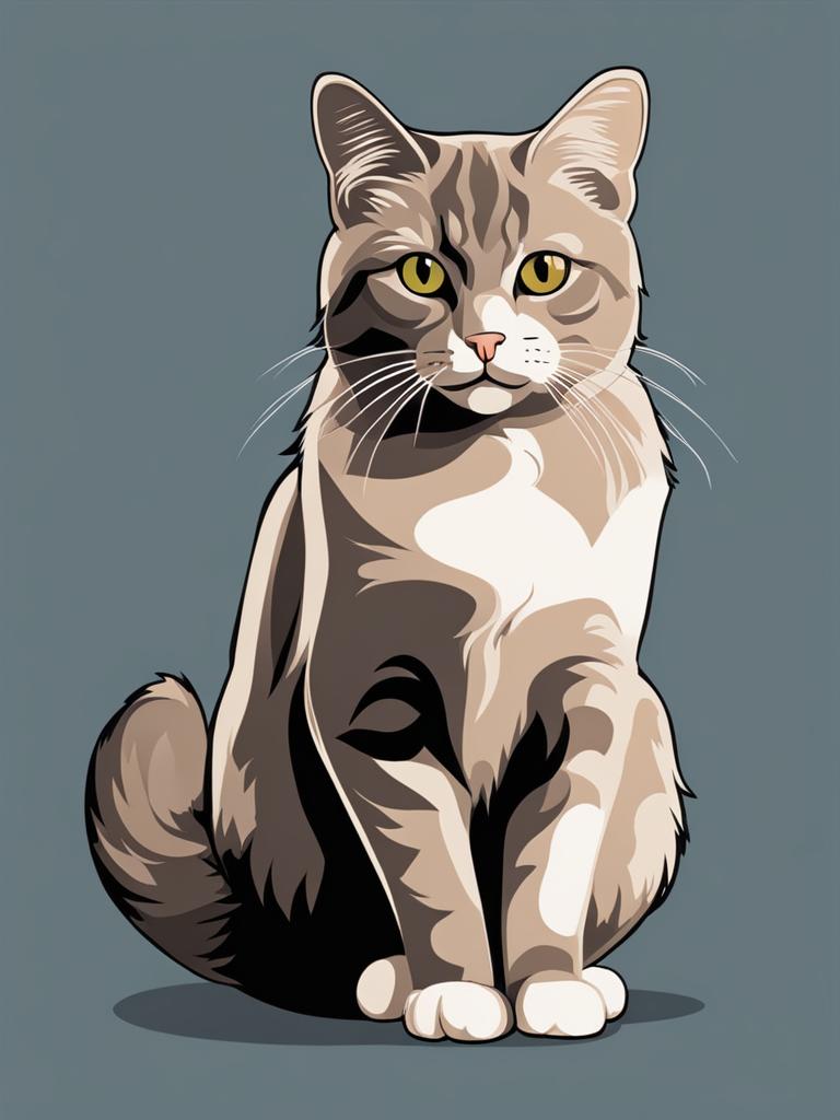 cat clipart - a cute cat sitting gracefully. 