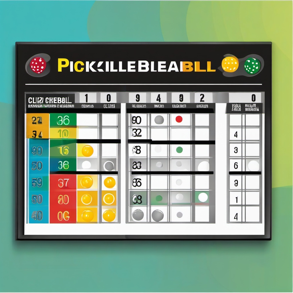 Pickleball clipart - pickleball scoreboard showing game results  color,minimalist,vector clipart