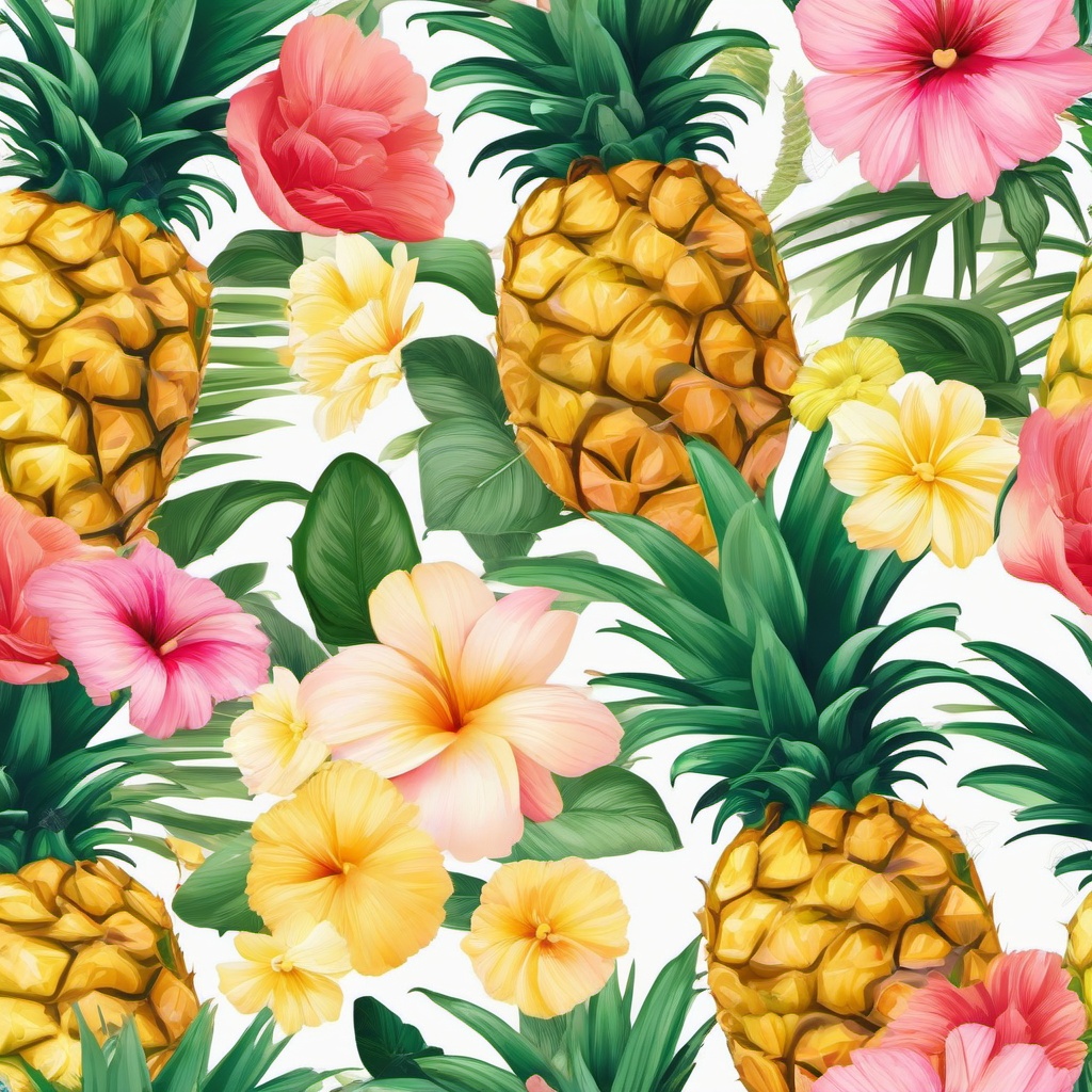 Pineapple clipart - pineapple with flowers  clipart