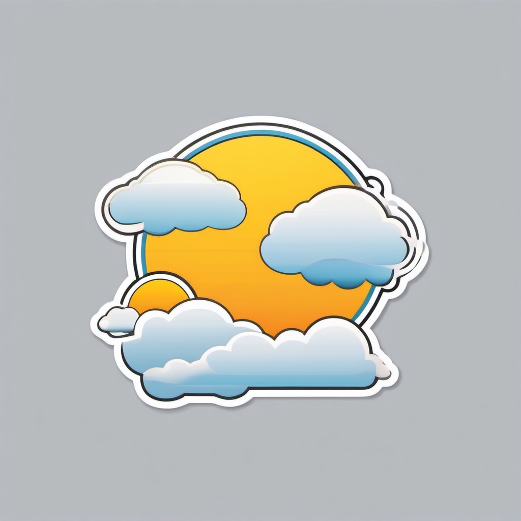 Cloud with sun sticker- Partly cloudy, , sticker vector art, minimalist design