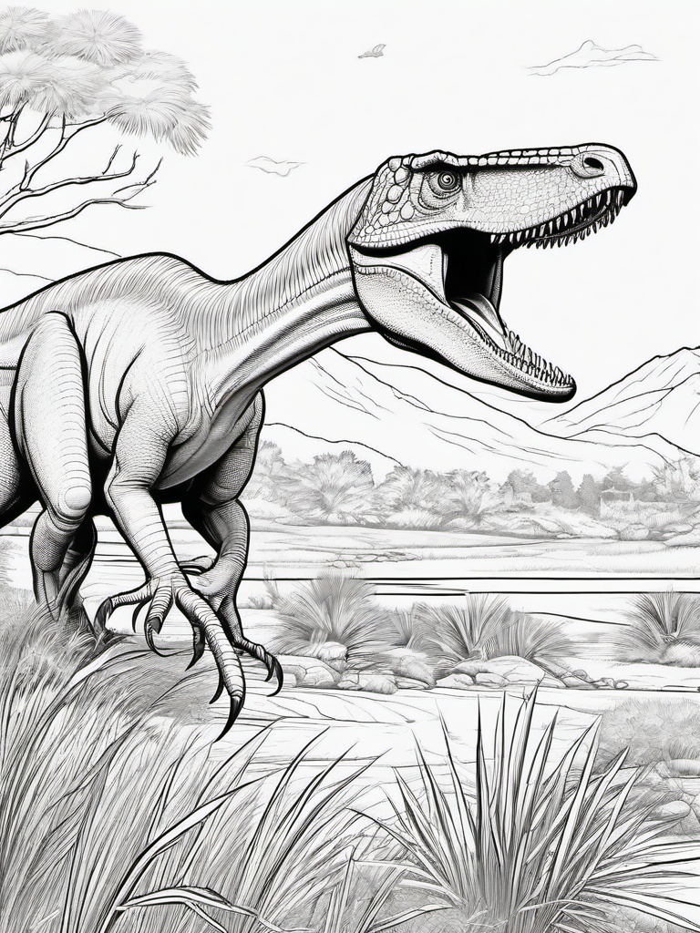 Dinosaur Coloring Pages - Compsognathus Hunting  simple coloring pages