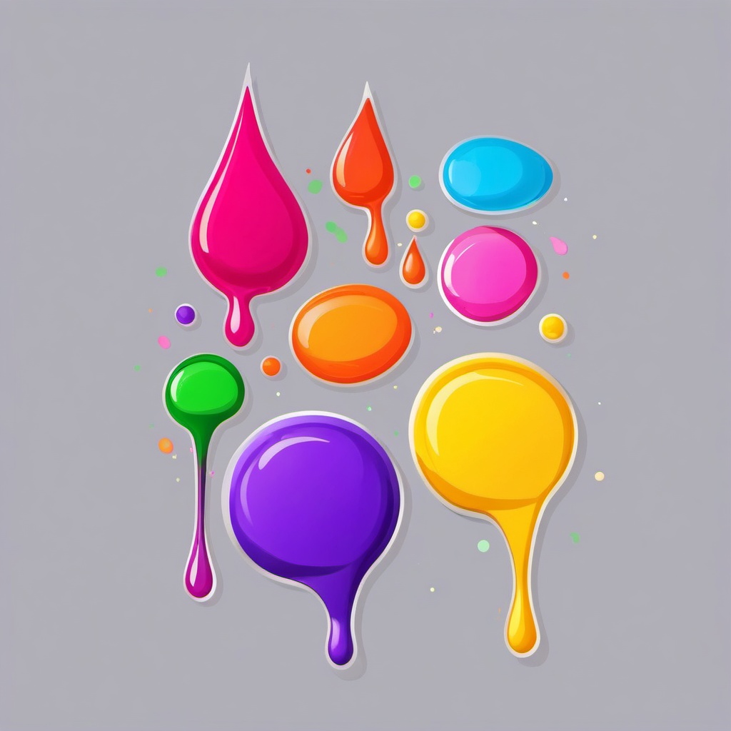 Palette with Paint Drops Sticker - Palette surrounded by dripping paint drops, ,vector color sticker art,minimal