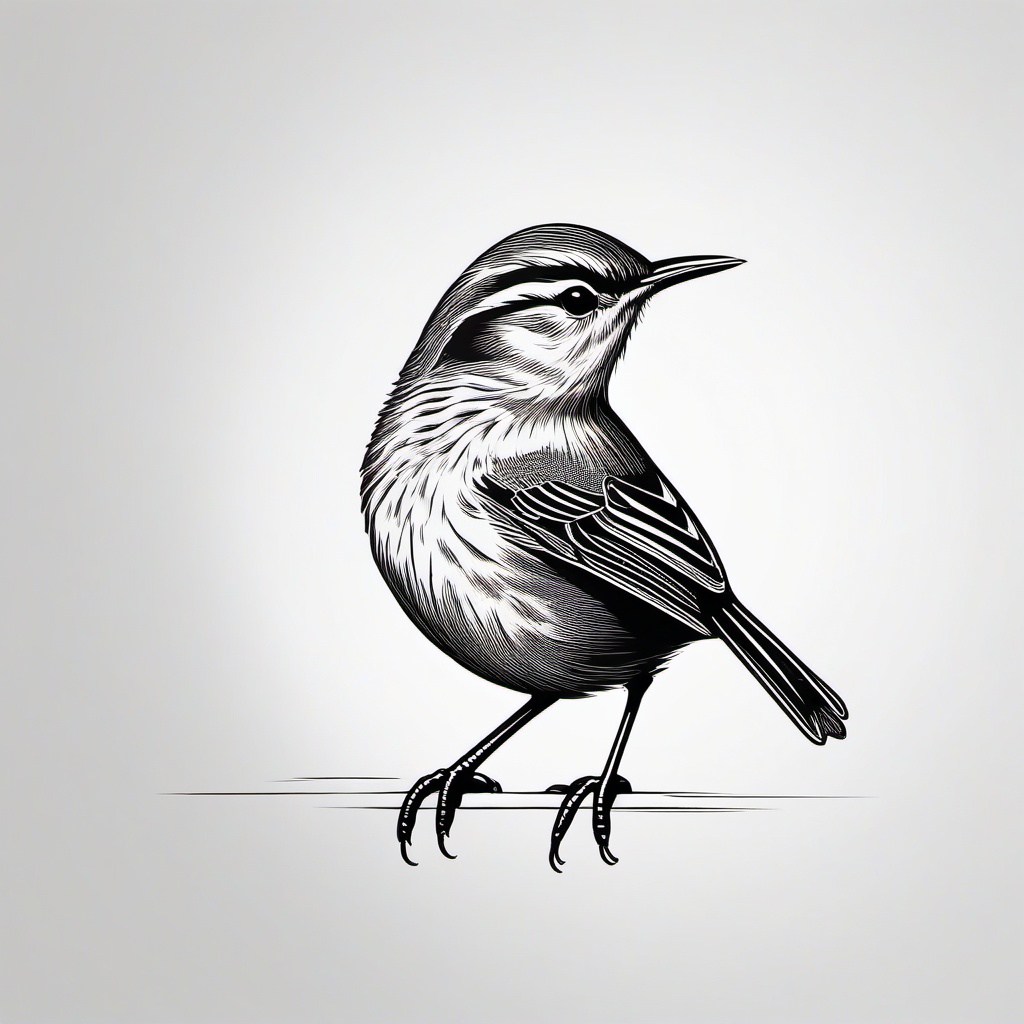 Wren Bird Tattoo - Delicate wren design  minimal tattoo design, white background