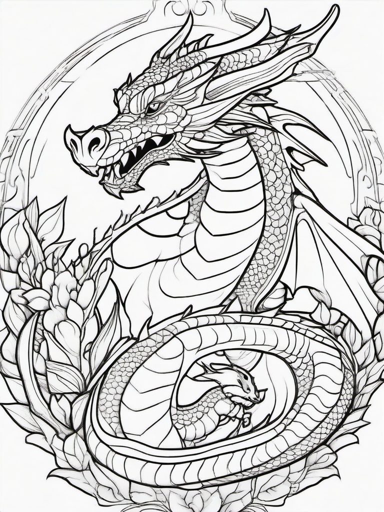 Dragon with a Baby Coloring Pages - Protective Parent with Its Young  minimal black outline printable sheet, coloring page