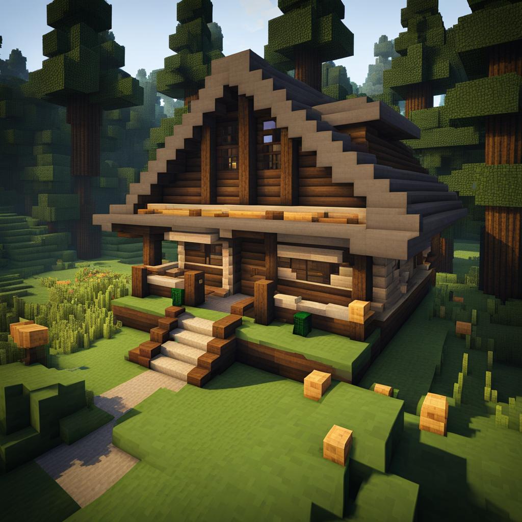 simple log cabin nestled in a forest clearing - minecraft house design ideas minecraft block style