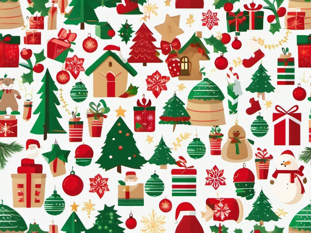 Free Xmas images clip art, A collection of free Christmas-themed images.  simple, 2d flat