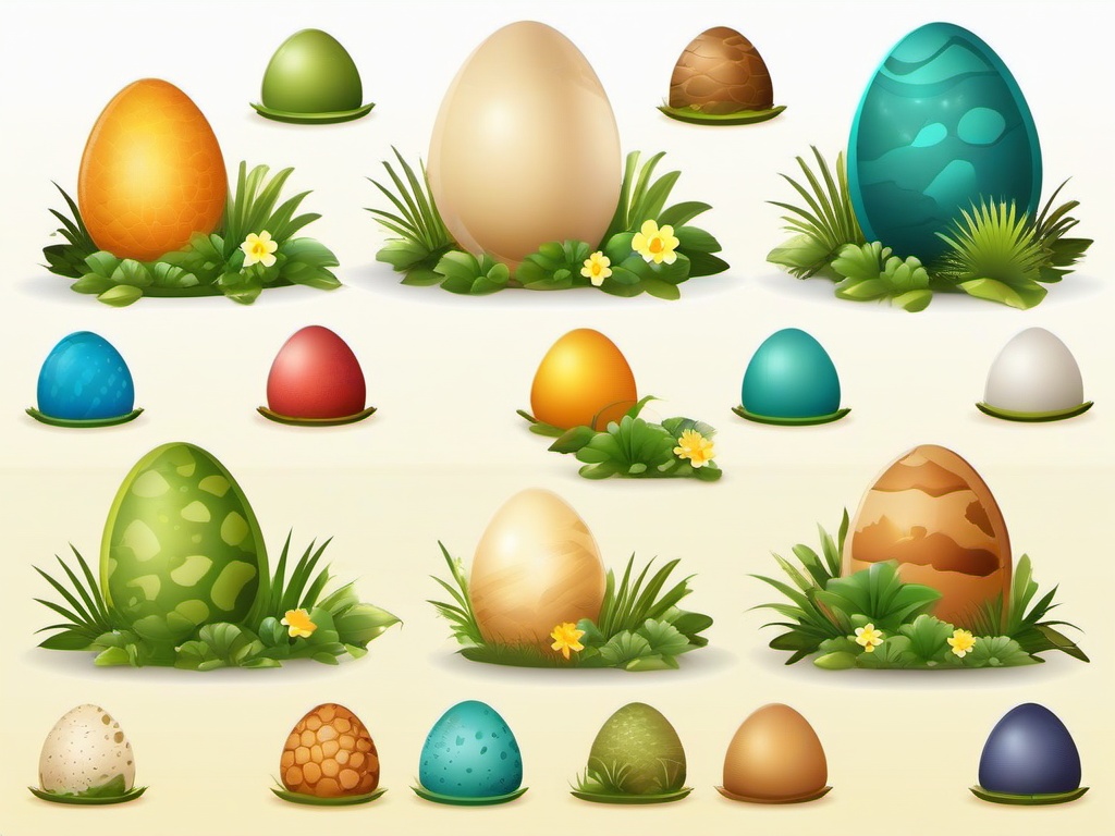 Dino Egg Clipart,Adorable illustrations of hatching dinosaur eggs  vector clipart