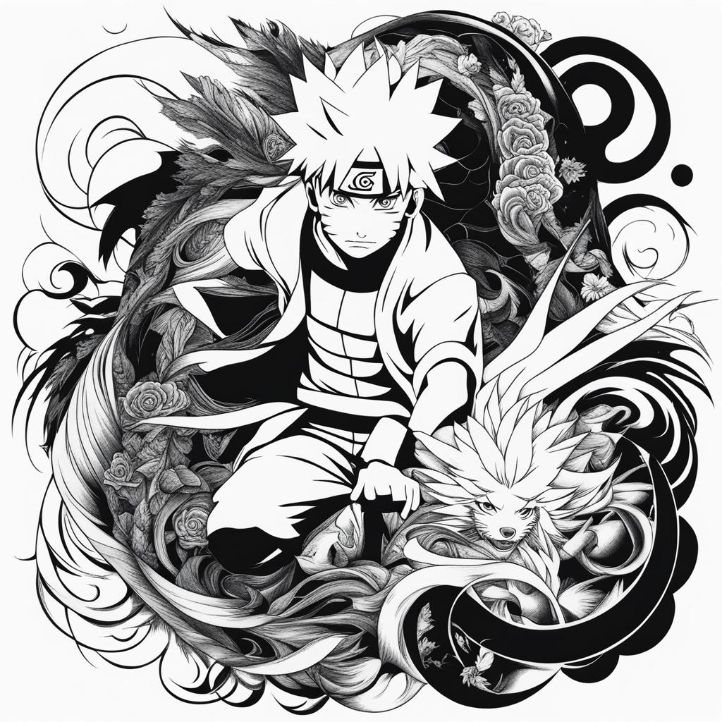 naruto tattoo black and white design 